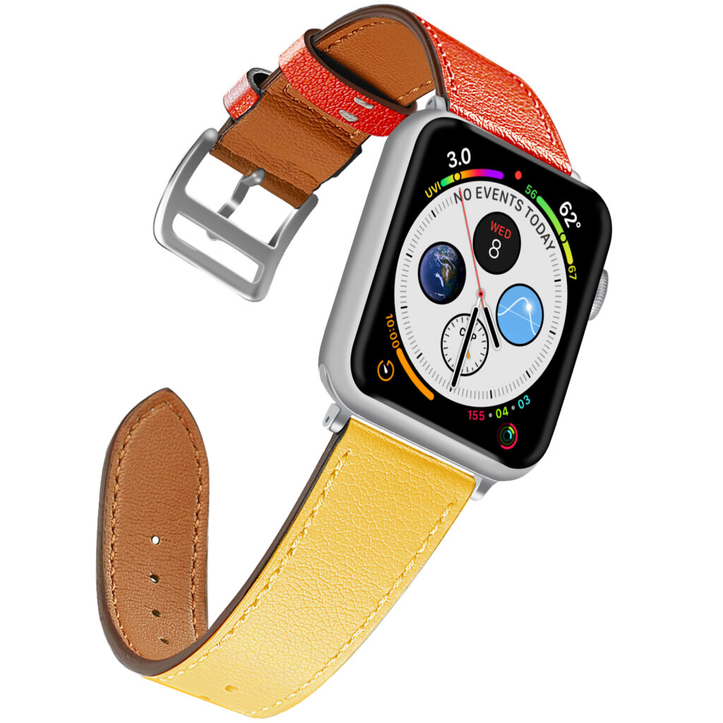 Naztech Leather Band for Apple Watch (42/44mm) - Yellow/Red